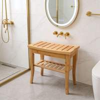 Tabouret multifonctionnel en bambou, style minimaliste moderne, pour salle de bain, dressing et changement de chaussures, antidérapant, pour l'entrée et comme ottoman de bain