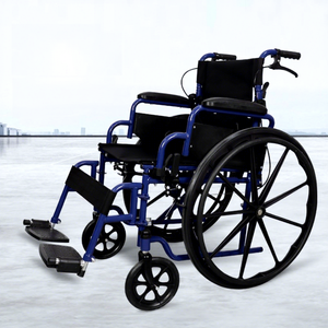 Sedia a Rotelle Manuale Pieghevole in Acciaio al Carbonio Leggera da 24 Pollici Stile Ospedaliero Certificata CE per Anziani, Disabili e Paralizzati - Product Image 4