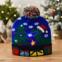 Cappello di Natale per Bambini con Luci, Maglione Lavorato a Maglia con Babbo Natale, Regalo di Natale per Bambini e Adulti, Cappelli Natalizi con Luci LED