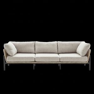 Contemporary Outdoor <b>Rattan</b> <b>Sofa</b> Set With Steel Frame Weather Resistant 3 Seater Garden Furniture - Product Image 1