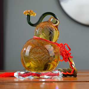 Adorno de calabaza de cristal, tallado en relieve de vidrio, decoración con borlas rojas para el hogar, oficina, escritorio, decoración de gabinete, regalo del Día de la Madre - Product Image 3