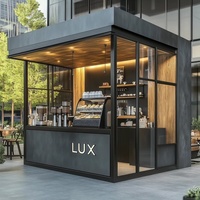 Maison conteneur miniature détachable personnalisée LUX pour café, idéale pour les vacances, avec panneaux en laine de roche, design de magasin de détail