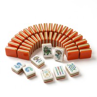 Jeu de Mahjong américain en acrylique orange, 160 tuiles, pliable, kit de jeu de poker pour 4 joueurs, portable, pour les soirées de jeu en famille, cadeau de luxe
