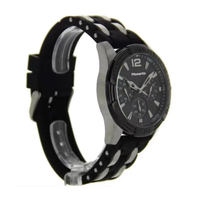 Montre chronographe à quartz pour hommes, trois sous-cadrans, bracelet en silicone bicolore, grands chiffres, montre-bracelet sport décontractée, multicolore
