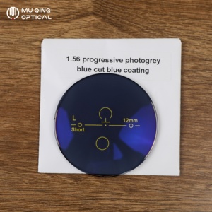 Verres de lunettes photochromiques progressifs HMC 1.56 personnalisés en gros, avec traitement <span class=keywords><strong>anti</strong></span>-lumière bleue et antireflet bleu - Product Image 1
