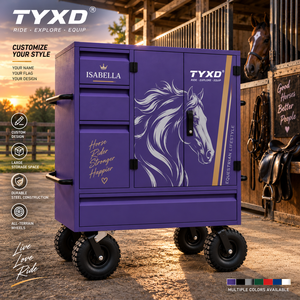 Caisse de rangement mobile pour équipement équestre, <span class=keywords><strong>chariot</strong></span> de transport pour sellerie, armoire de rangement pour équipement de cheval - Product Image 3