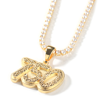 Pendentif personnalisé en or plaqué Uwin, plaque de nom DIY, numéro d'angle, pendentif mat, bijoux hip-hop