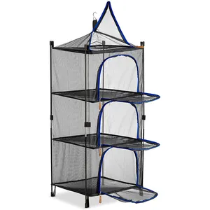 4 strato di Acciaio Anelli Pieghevole Mesh Hanging Dryer Cremagliera Multifunzionale Appeso Essiccazione Netto Con Cerniere E Sacchetto di Immagazzinaggio