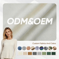 Tela de Punto Acanalado 2x2 OEM, 97% Algodón, 3% Elastano, Transpirable, Elástica, de Secado Rápido, de Gran Gramaje, 51 Pulgadas, 350GSM, para Camisetas de Mujer