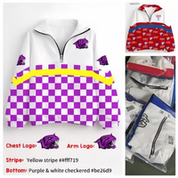 Veste coupe-vent respirante personnalisée rétro avec logo 'P' et motif à carreaux avec empreintes de pattes, coupe classique, printemps