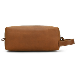<strong>2025</strong> Crazy Horse Genuine Leather Handheld <strong>Wash</strong> <strong>Kit</strong> for Men Retro New Travel Cosmetic Storage Bag with Zipper Closure