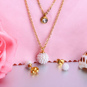 Prezzo a buon mercato Set di gioielli di moda di migliore qualità orecchini da taglio gioielli da donna oro placcato in acciaio inossidabile Set di gioielli - Product Image 3