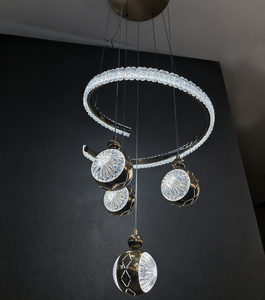 开关控制金铁亚克力发光二极管吊灯2700K/4100K/6000K色温可调高度悬挂吊灯 - Product Image 1