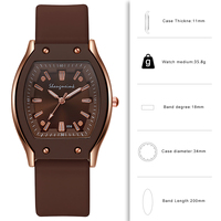 Montre à quartz pour femme W058, forme tonneau, bracelet en silicone, boîtier en alliage, montre-bracelet décontractée pour femme, vente en gros