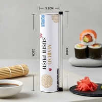 Nouvel emballage personnalisé écologique à emporter en aluminium et papier pour sushis, tube cylindrique avec bâtonnet pour sauce