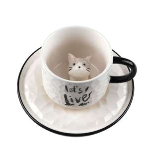 M Cute Kitten Ceramic Cat Claw Cup Afternoon <strong>Tea</strong> With Plates Dishes Ceramic Mug for Couples and Children Drinking Milk - Product Image 5