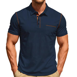 เสื้อโปโลผู้ชายแขนสั้นสีทึบดีไซน์กระเป๋าผ้าบางสวมใส่สบายๆสำหรับกิจกรรมกลางแจ้งในฤดูร้อน - Product Image 3