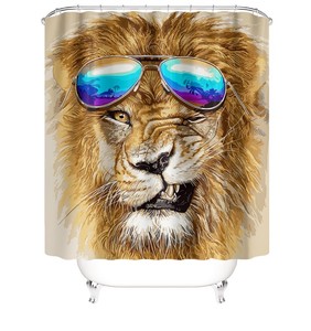 XinLan Customized <strong>Bathroom</strong> Curtain, Colorful <strong>Funny</strong> Polyester Cat Shower Curtain and Bath Mat - Product Image 4