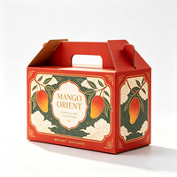 Mango Orient Geschenkdoos met Handvat, Hete Foliedruk Waterdichte Anti-Kneus Gable Box voor Feestdagen, Aangepast Logo OEM ODM