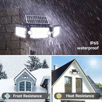 Projecteur solaire à détecteur de mouvement 2500LM 305 LED triple tête IP65 étanche pour extérieur, cour, garage, allée
