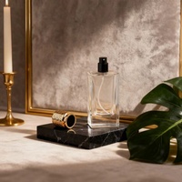 Flacon de parfum carré en verre transparent de haute qualité, luxueux, personnalisable, 30 ml, 50 ml, 100 ml, avec bouchon et vaporisateur pour diffuseur