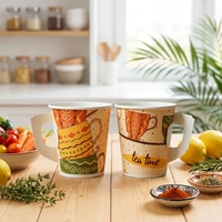 Gobelet à café jetable de qualité supérieure avec poignée robuste et confortable pour service de chocolat chaud et de thé en maison de thé