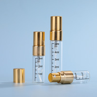 Flacon de parfum en verre en aluminium anodisé doré avec pompe pulvérisatrice, capacité de 2 ml à 10 ml, surface polie, boîte d'emballage pour diffuseur