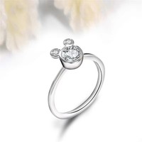 Ensemble de bijoux pour femmes, collier, boucles d'oreilles et bague Mickey, cristaux CZ de qualité supérieure AAA+, taille réglable