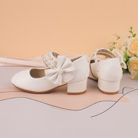 Chaussures pour enfants, chaussures de danse pour filles, blanches, style princesse, été, spectacle, école, fête, velcro, légères, talons hauts, Mary Jane