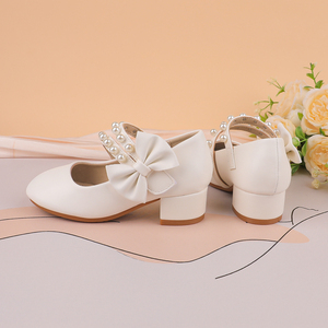 <span class=keywords><strong>Scarpe</strong></span> per bambine, bianche con perle, da principessa, estive, per <span class=keywords><strong>danza</strong></span>, spettacoli scolastici, feste, con velcro, leggere, con tacco alto, modello Mary Jane - Product Image 3