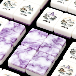 Magnifique ensemble de Mahjong en nacre douce avec tuiles lumineuses en acrylique translucide superposées, jeu d'échecs avec impression personnalisée - Product Image 6