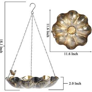 Bebedero para Pájaros Colgante para Exteriores, Ecológico, de Metal Dorado, Decoración para Jardín y Patio, para Observación de Aves - Product Image 3