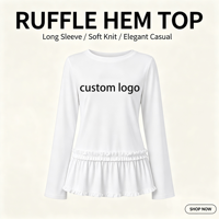 Robe T-shirt d'été personnalisée à col rond en jersey délavé à l'acide 200 GSM, anti-UV, anti-plis, avec ourlet peplum à volants, longue et légèrement évasée