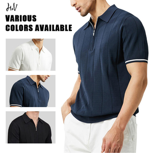 <span class=keywords><strong>Polo</strong></span> zippé court original pour hommes – Personnalisé, haute qualité, décontracté, uni, sportif, pull zippé tricoté - Product Image 2