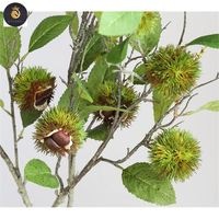 E418 buah kastanye buatan pengaturan bunga Cina pemasangan lembut pohon kastanye dihiasi buah