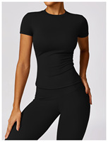 T-shirt slim à manches courtes pour femme, ensemble de vêtements de sport respirants de haute qualité, ensemble sexy en deux pièces, leggings de yoga pour femme