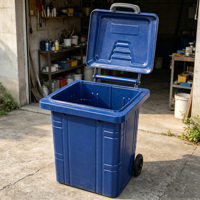 Poubelle en acier galvanisé durable avec roues et couvercle, bac à déchets en métal commercial pour usage municipal
