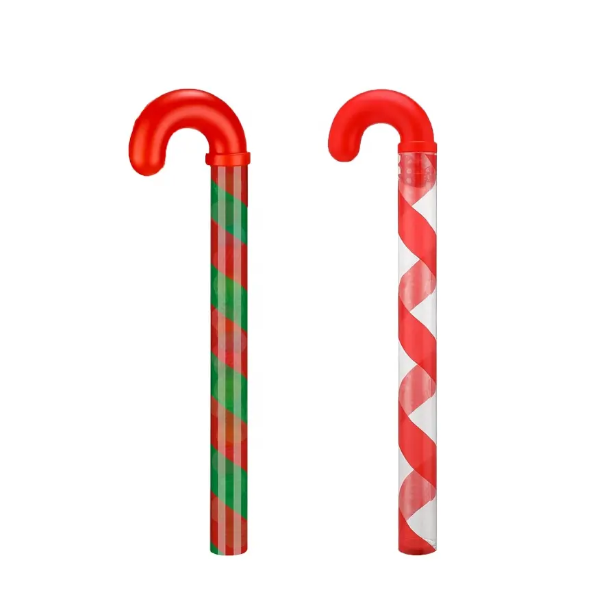 Contenitori per tubi a forma di bastoncino di zucchero di Natale alla rinfusa da 12 pollici tubi vuoti per le caramelle con Topper rosso