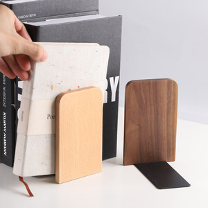 Wooden <b>Bookends</b> Solid Wood 10.8x8x13cm Smile Design Desktop Organizer For Home Office Decor - Product Image 4