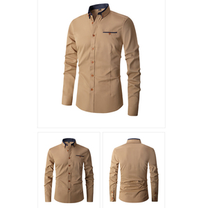 Camicia Casual da lavoro con bottoni senza ferro con colletto antirughe da <span class=keywords><strong>uomo</strong></span> camicia a maniche lunghe - Product Image 6