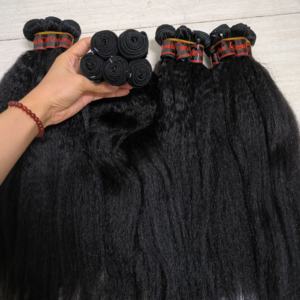 Letsfly Factory Livraison Gratuite Cheveux Humains Naturels Noirs 100% Kinky Straight 16 22 Pouces 220g/Lot Cheveux Brésiliens Remy Weft - Product Image 6