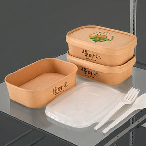 Tazón de Papel Rectangular <span class=keywords><strong>Poco</strong></span> Profundo de 500 ml para Ensaladas, Personalizado con Logotipo para Llevar - Product Image 1