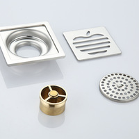 Harga Pabrik Saringan Lantai Persegi Modern Stainless Steel Lapis Krom 10x10cm Anti Bau untuk Kamar Mandi & Dapur