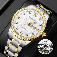 Montre homme Bugaire entièrement automatique avec calendrier, étanche 30 m, mouvement à quartz lumineux, design en briques incrustées