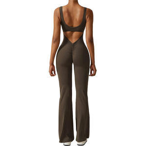 จั๊มสูทสำหรับเล่นโยคะด้านหลังของผู้หญิงผ้านุ่มกลวงมีรูด้านหลังยาว P502 - Product Image 3