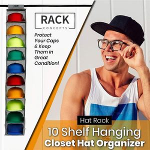 Organizador de Gorras Colgante de Acero Inoxidable Moderno de 10 Estantes para Gorras de Béisbol y Almacenamiento en Sala de Estar/Armario para Proteger Gorras - Product Image 6