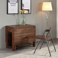 Ensemble table à manger console transformable de style moderne petites chaises pliantes extensibles et pliantes en bois tiroirs peu encombrants