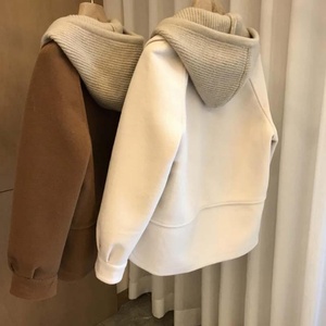 Abrigo de Lana Ecológico para Mujer, Otoño Invierno, Poliéster, Manga Larga, con Capucha, Cierre de un Botón, Casual, Cortavientos - Product Image 2