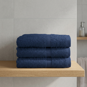 Solid Color Eco-Friendly Quick-Dry Cotton Bath <b>Towel</b> Set <b>Navy</b> Blue Rectangle Woven Hotel Use Adult Size - Product Image 3