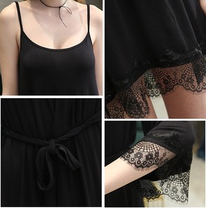 Abito in raso Sexy da <span class=keywords><strong>donna</strong></span> in pizzo di <span class=keywords><strong>cotone</strong></span> per festa di nozze <span class=keywords><strong>vestaglia</strong></span> da sposa taglie forti indumenti da notte da mattina con motivi solidi - Product Image 6